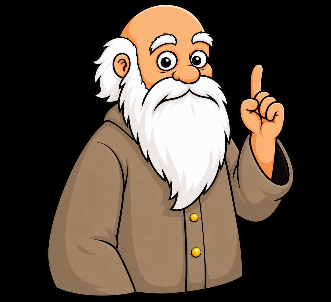 A wise professor raising one finger